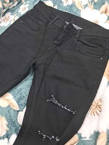 Distressed Black Denim Jeans