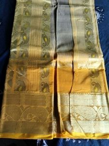 Elegant Yellow Saree With Zari Unused New.