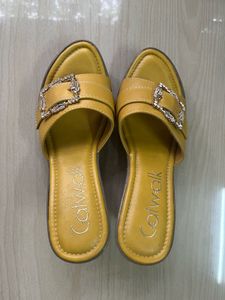 Mustard Embellished Wedges