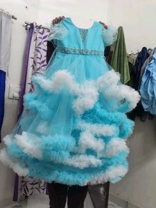 Sky Blue Princess Dress For 7 Year Girl