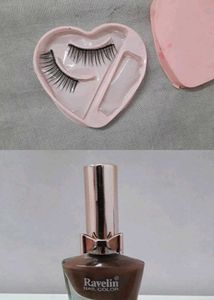 Artificial False Eyelashes And Nail Polish