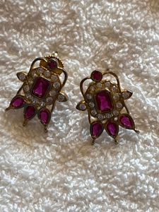 Gold and Ruby Stud Earrings