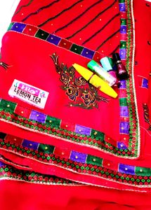 Red Bandhani  suit set with sare