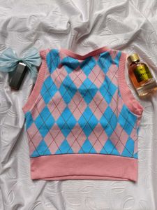 Shein Argyle Cropped Tank Top