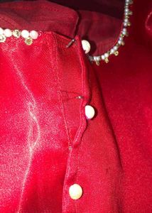 Red Embellished Blouse And Yellow Top