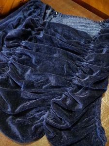Navy Velvet Ruched Long Sleeve Top