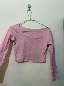 Pink Fitted Crop Top