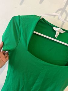 Green Square Neck Top H&amp;M