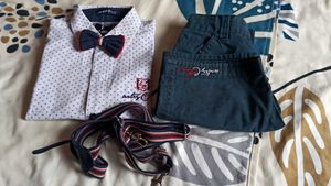 Boy's Outfit: Shirt, Pants, Bow Tie, Suspenders -