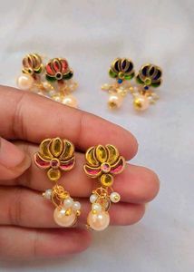 Lotus Pearl Drop Earrings (3sets)