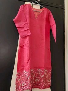 Pink Embroidered Kurta