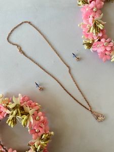 Rose gold Chain With American Diamonds Pendant