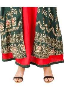 Red And Green A line Designer Kurti