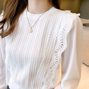 Elegant Lace Trim Knit Top