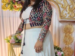 Stylish Embroidered navy blue Jacket