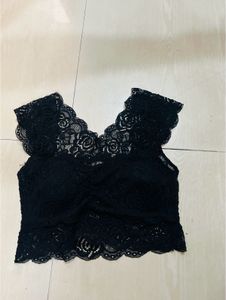 Black Net Padded Bralette 🌸