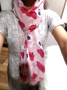 Blush Pink Floral Print Textured Stole🌸
