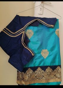 Party Wear Saree With Blouse And Pico Fall