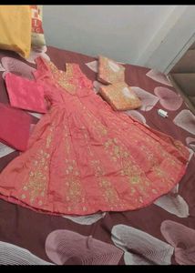 4 colour available Elegant Green Embroidered Dress