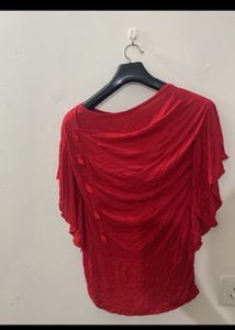 Red One-Shoulder Blouse