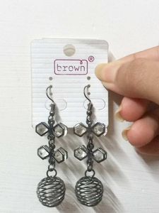 Silver and Black Prom Dress+ Earrings
