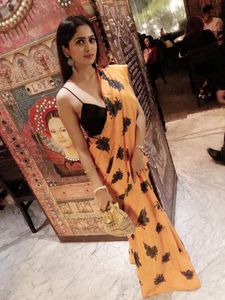 Orange satin saree