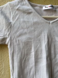 Cute White ribbed Crop Top