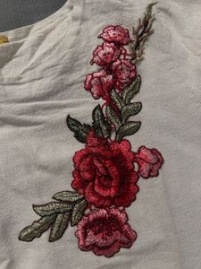 Off White Top With Floral Patchwork