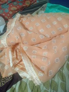 Peach Color Saree Looks Stunning