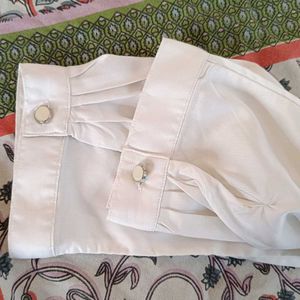 New Cotton Silk Off White Formal Shirt For Women