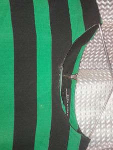 Round Neck black N Green Stripes Top, Sale 85