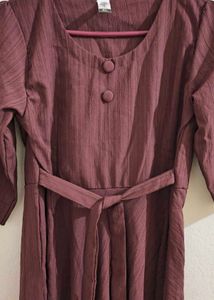 Burgundy Midi Dress - Classic Style
