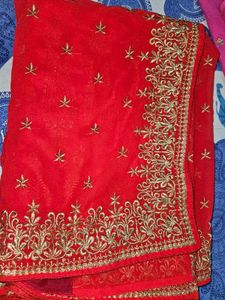Red Embroidered Saree
