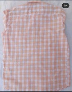 Peach Plaid Button-Down