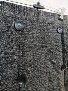 Gray Button Detail Mini Skirt