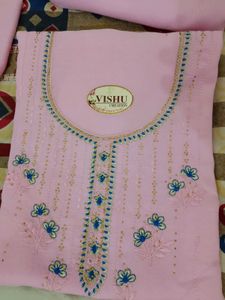 Pink 🌸and Yellow Embroidery Kurta Set