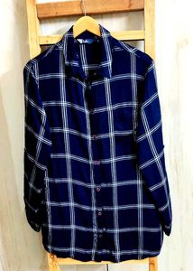 Blue Plaid Flannel Shirt Size-44