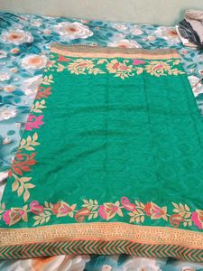 Elegant Green Embroidered Saree
