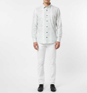 Men’s Stylish White Printed Cotton Shirt