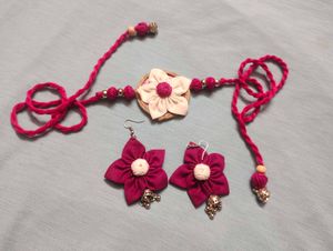 Fabric Flower Jewellery Set