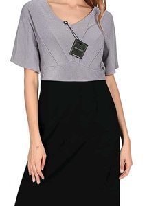 Chic Grey & Black Herringbone Formal Dress