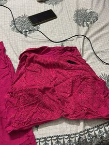 Hot Pink Eyelet Co Ord