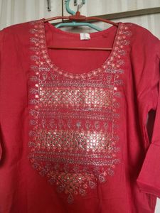 Embroidered Kurta With Bell Sleeve