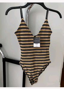 Topshop Sleeveless Bodysuit In Metallic Strap