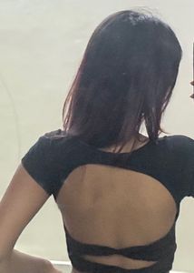Black Open Back Cut-Out Crop Top