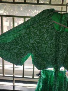 Green Floral Cutout Dress