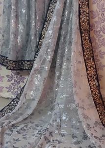 💙 With Grey Beautiful Saree