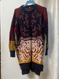 Patterned Knit Sweater Dress