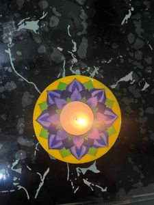 Hand-painted Floral Candle Holder