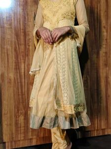 Gold Embroidered Anarkali Suit